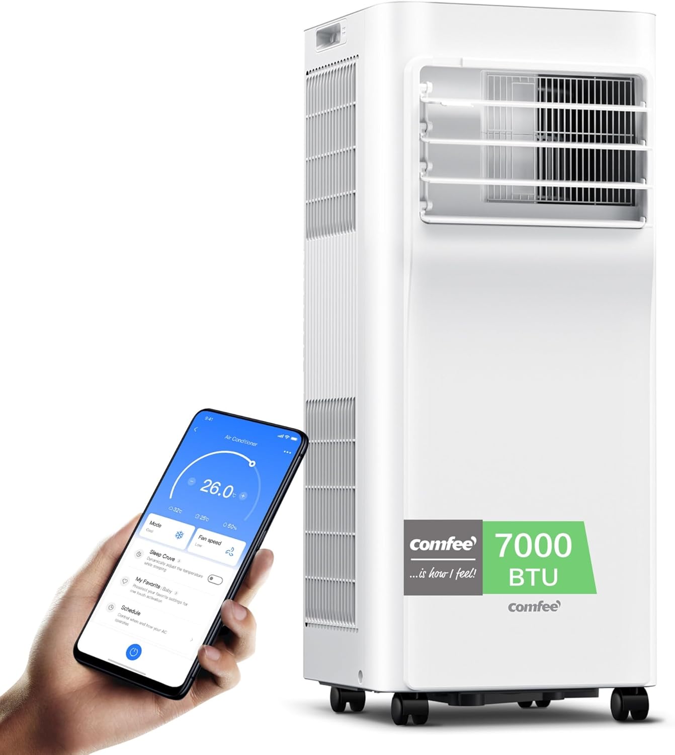 Comfee Mobiles Klimagerät Breezy Cool Pro 2.0, 7000 BTU 2, 0kW, Kühlen& Ventilieren& Entfe…